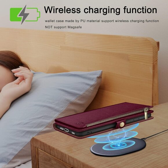 Samsung Galaxy S25 Plus Wallet case Zipper Credit Card Holder RFID Blocking New - Picture 7 of 14